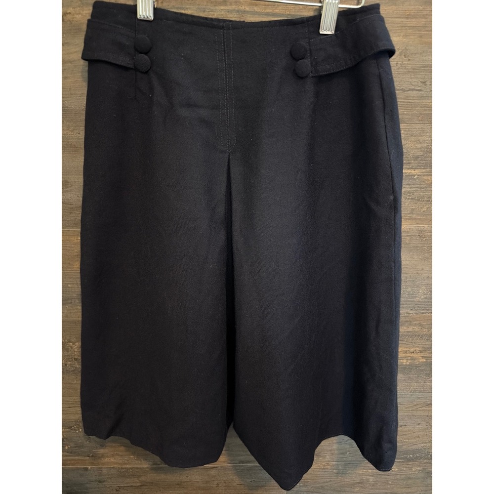 Mariani Italy Black Pure New Wool Culottes Vintage Wide Leg Cropped Pants Sz 6